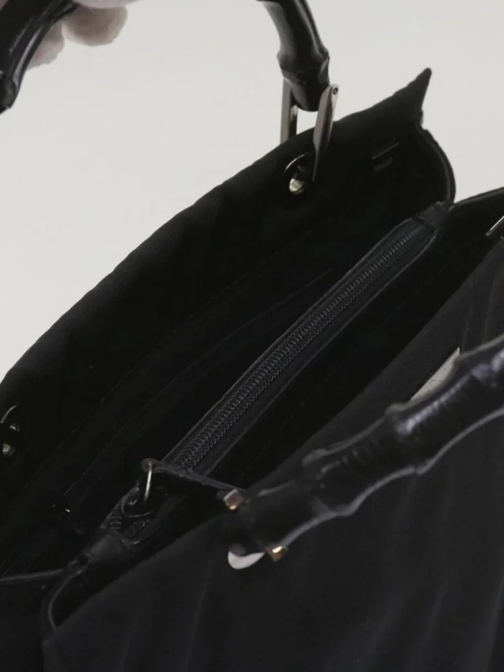 GUCCI Bamboo Hand Bag Canvas Black 002 1016 Auth ep3520